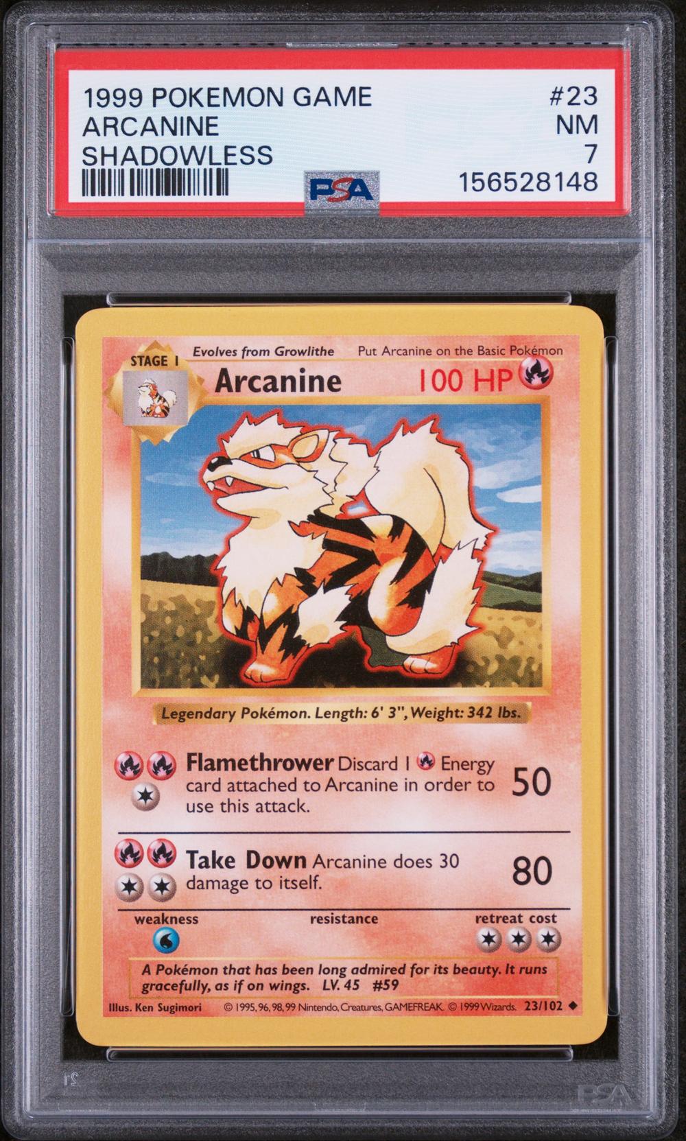 1999 Arcanine Shadowless - Pokémon Pokémon Game PSA 7 NM